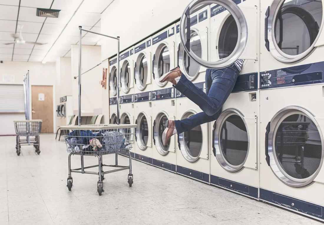 Person stuck inside washing machine